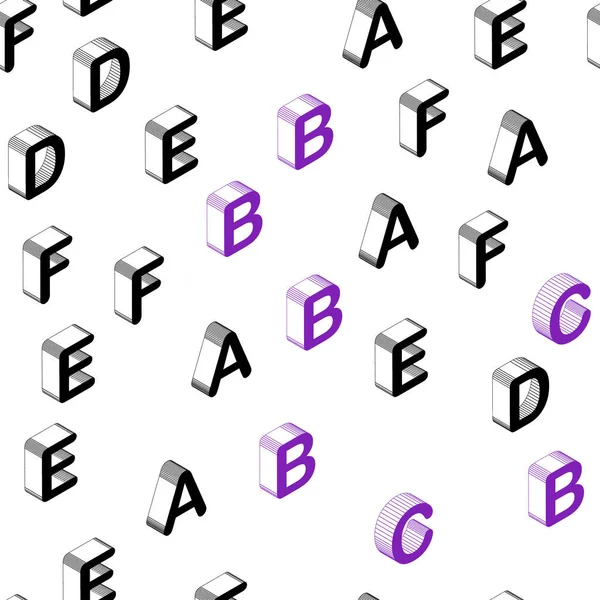 ライト パープル ピンクの 分離文字でベクターのシームレスなテンプレート Abc 英語記号とモダンな幾何学的な図 ファブリックのメーカーのための設計します — ストックベクタ