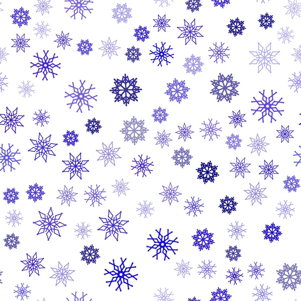 濃い青はベクトル色雪片でシームレスなテクスチャです 雪のクリスマス スタイルでぼやけた装飾的なデザイン ウェブサイトのテンプレート — ストックベクタ