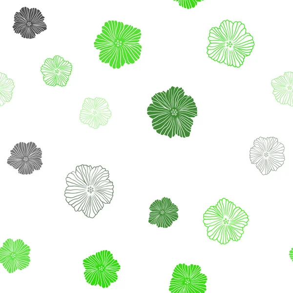 浅绿色矢量无缝抽象背景与花 五颜六色的插图在涂鸦风格与花 百叶窗 窗帘的纹理 — 图库矢量图片