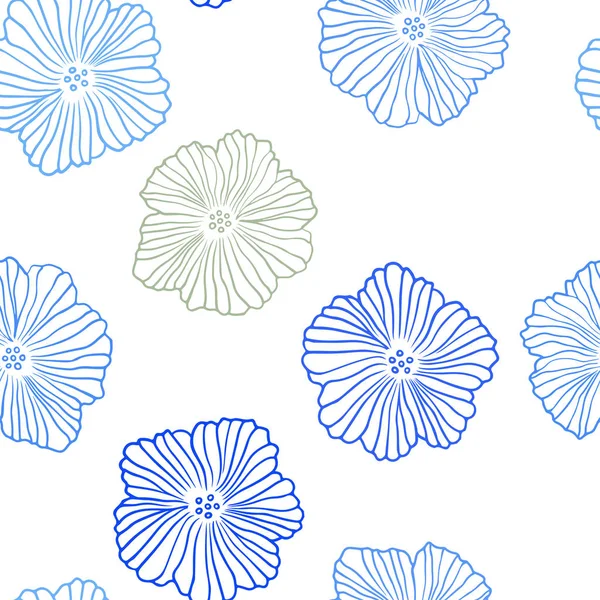 Light Blue Yellow Vector Seamless Doodle Pattern Flowers Abstract Illustration — Stock Vector