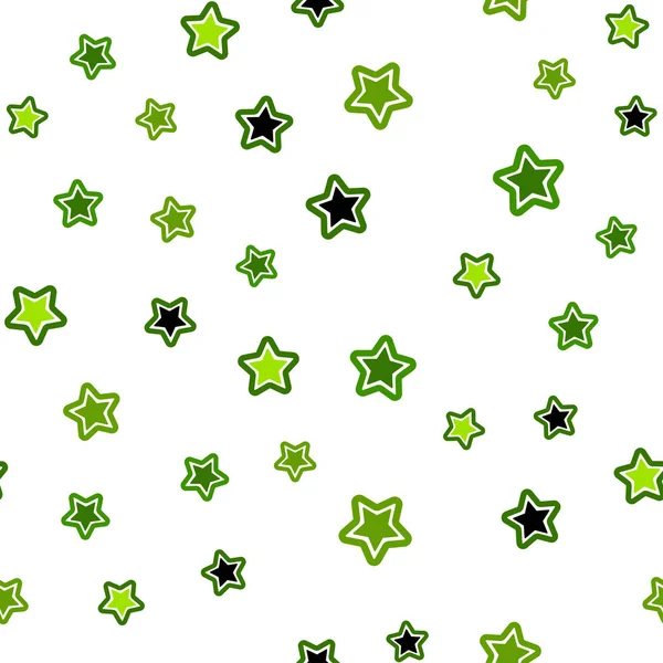 Светло Зеленая Желтая Векторная Безморщинистая Текстура Красивыми Звездами Сияющая Цветная — стоковый вектор