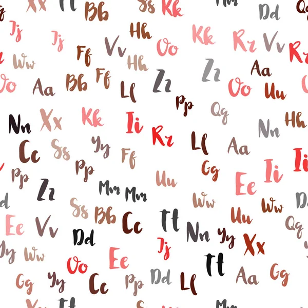 Textura Sin Costura Vectorial Rojo Claro Con Caracteres Abc Signos — Vector de stock