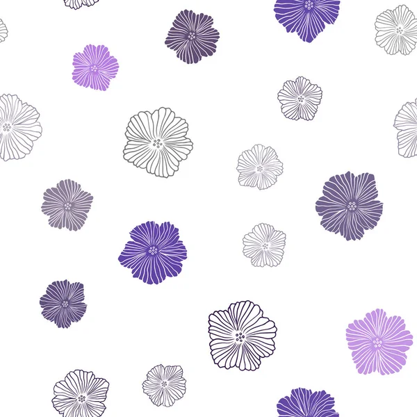 Ανοιχτό Μοβ Διάνυσμα Απρόσκοπτη Κομψή Ταπετσαρία Λουλούδια Πολύχρωμη Εικονογράφηση Doodle — Διανυσματικό Αρχείο