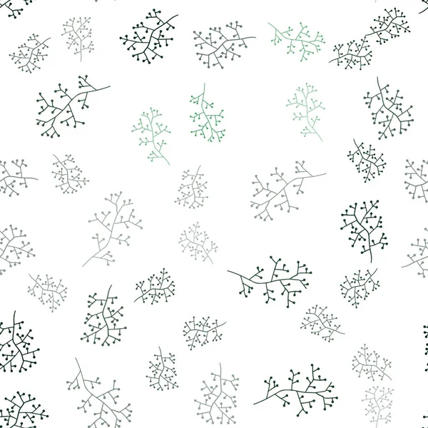 Tmavě Zelená Vektor Bezešvé Doodle Vzorek Větvemi Barevné Abstraktní Ilustrace — Stockový vektor