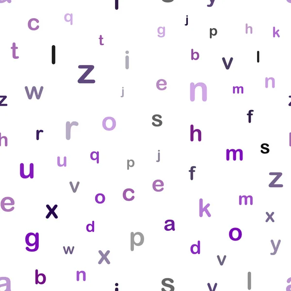 Fond Sans Couture Vecteur Violet Clair Avec Des Signes Alphabet — Image vectorielle