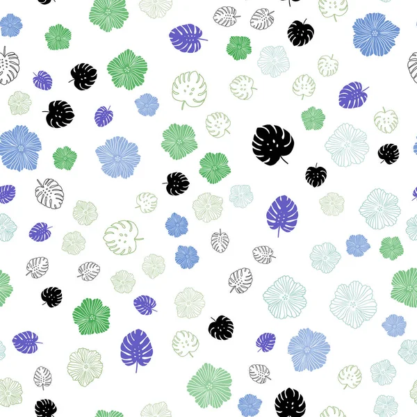 Vecteur Multicolore Clair Texture Doodle Sans Couture Avec Feuilles Fleurs — Image vectorielle