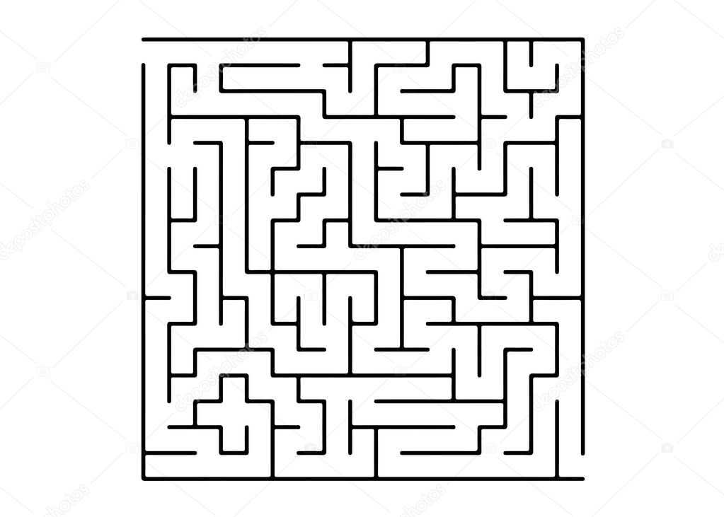 White vector pattern with a black labyrinth. Abstract illustration with maze on a white background. Pattern for leisure tasks, games.