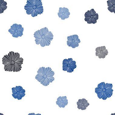 Koyu mavi vektör sorunsuz doodle deseni çiçekli. Soyut illüstrasyon karalamalar tarzı çiçekli. Doku pencere panjur, perdeler için.