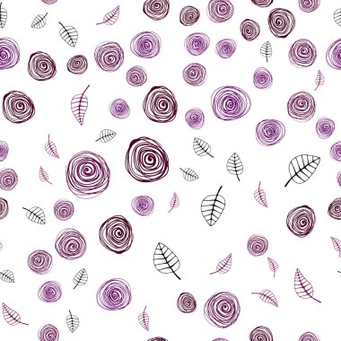 Koyu pembe, mavi sorunsuz doğal zemin yaprak ve çiçek ile vektör. Bulanık stil yaprakları, çiçekleri ile yaratıcı çizimde. Kartvizit, Web siteleri için şablon.