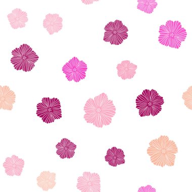 Hafif pembe, sarı vektör sorunsuz doodle arka planını çiçekler. Doodle illüstrasyon Çiçek Origami tarzında. Doku pencere panjur, perdeler için.