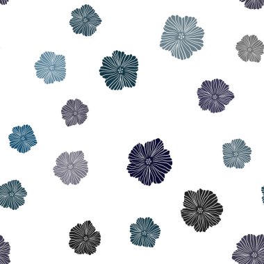 Koyu mavi çiçekli Dikişsiz soyut desen vektör. Renkli resimde doodle tarzı çiçekli. Kartvizit, Web siteleri için şablon.
