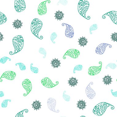 Açık yeşil vektör yaprak ve çiçek ile sorunsuz doğal çizimleri. Bulanık stil yaprakları, çiçekleri ile yaratıcı çizimde. Kartvizit, Web siteleri için şablon.