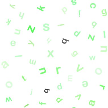 Işık yeşil vektör izole harflerle sorunsuz şablonu. Bulanık tasarım alfabe belirtileri ile basit tarzı. Tasarım için duvar kağıdı, kumaş üreticileri.