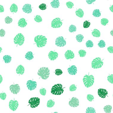 Açık mavi, yeşil vektör sorunsuz doğal arka plan yaprakları ile. Doodle tarzı yaprakları ile yeni renkli resimde. Kartvizit, Web siteleri için şablon.