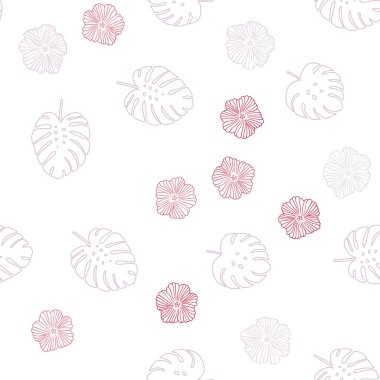 Işık kırmızı vektör çiçekli, yaprakları sorunsuz soyut tasarım. Yaprakları, çiçekleri beyaz arka plan üzerinde doğal tarzı. Desen tasarım kumaş, duvar kağıtları.