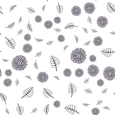 Koyu pembe, mavi yapraklar, çiçekler ile sorunsuz doğal sanat vektör. Yaprak, Çiçek Origami tarzı ile doodle. Kartvizit, Web siteleri için şablon.