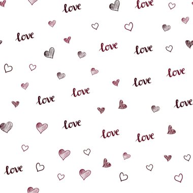 Koyu pembe, kırmızı kelimeler Love You, kalpleri ile sorunsuz doku vektör. Renkli resimde alıntı Love You, kalpleri ile. Tasarım için duvar kağıdı, kumaş üreticileri.