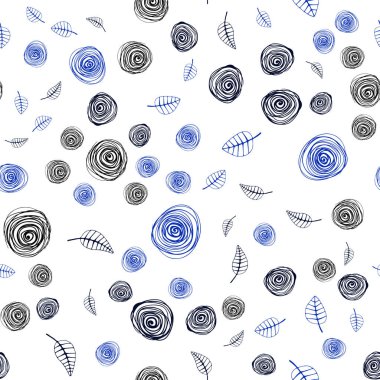 Koyu mavi vektör yaprak ve çiçek ile sorunsuz zarif duvar kağıdı. Soyut illüstrasyon yaprakları, çiçekleri karalamalar tarzı ile. Desen tasarım kumaş, duvar kağıtları.