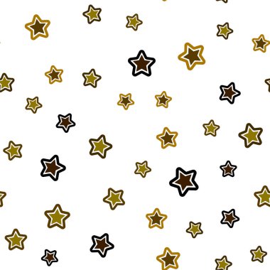 Koyu yeşil, sarı renkli yıldız ile sorunsuz arka plan vektör. Yıldız ile renkli illüstrasyon parlayan. Desen tasarım kumaş, duvar kağıtları.