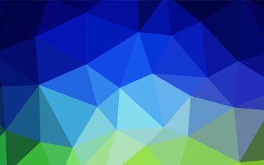 Açık mavi, yeşil vektör çokgen arka plan. Üçgenli parlak renkli çizimler. Bir markanın arkaplanı için desen.