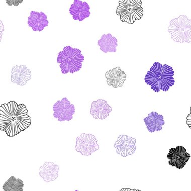 Mor ışık, vektör sorunsuz doodle zemin çiçek ile pembe. Renkli resimde doodle tarzı çiçekli. Tekstil, kumaş, duvar kağıtları için tasarım.