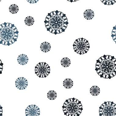 Koyu mavi buz kar taneleri ile sorunsuz şablon vektör. Kristalleri ile glitter soyut Illustration buz. Tekstil, kumaş, duvar kağıtları için tasarım.