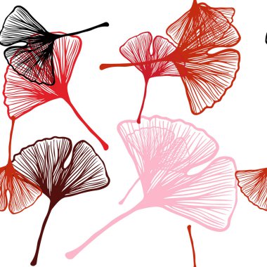 Işık kırmızı vektör yaprak ile Dikişsiz soyut desen. Yarım yamalak karalamalar ile arka plan bulanık yapraklarda. Desen tasarım kumaş, duvar kağıtları.