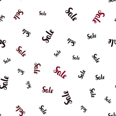 Koyu kırmızı vektör satış sembolleri ile sorunsuz kapak. Beyaz arka plan üzerinde renkli kelime gradyan ile satış. Mega promosyonlar için fon indirimler.