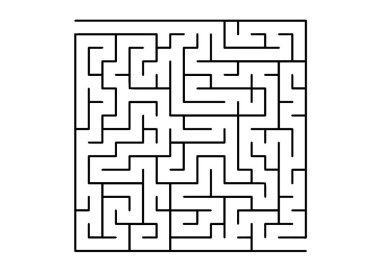 Beyaz vektör arka plan siyah bir labirent ile. Soyut illüstrasyon labirent üzerinde beyaz bir arka plan ile. Doğru seçimleri yapmak için kavramı.