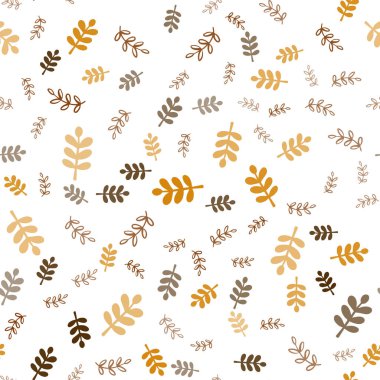 Koyu turuncu vektör yaprak ile sorunsuz zemin dalları. Yaprakları doodle tarzı ile renkli soyut resimde. Desen için modaya uygun Kumaş, duvar kağıtları.