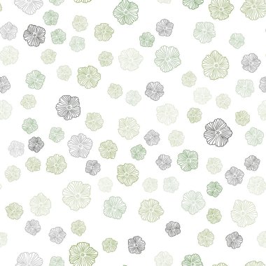 Koyu yeşil vektör sorunsuz doodle deseni çiçekli. Beyaz arka plan üzerinde doğal tarzı çiçeklenir. Kartvizit, Web siteleri için şablon.