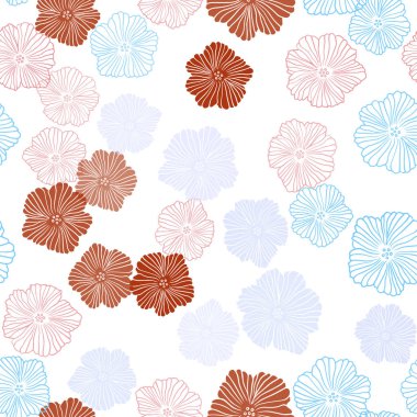 Açık mavi, kırmızı çiçekler ile sorunsuz doğal sanat vektör. Glitter çiçekler ile soyut resim. Desen tasarım kumaş, duvar kağıtları.