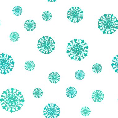 Işık yeşil vektör Noel kar taneleri ile seamless modeli. Kristalleri ile glitter soyut Illustration buz. Desen tasarım kumaş, duvar kağıtları.