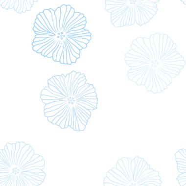 Çiçekli mavi vektör sorunsuz zarif arka plan ışık. Renkli resimde doodle tarzı çiçekli. Desen için modaya uygun Kumaş, duvar kağıtları.