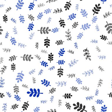 Koyu mavi vektör sorunsuz doodle zemin yapraklar, dallar ile. Renkli resimde doodle tarzı yapraklar, dallar ile. Tasarım için duvar kağıdı, kumaş üreticileri.