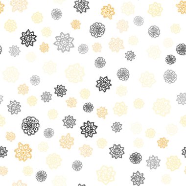 Işık sarı vektör sorunsuz arka plan xmas kar taneleri ile. Parlayan illüstrasyon kar Noel tarzı ile renkli. Desen tasarım pencere panjur, perdeler.