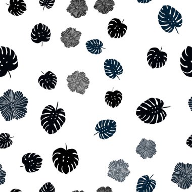 Koyu mavi vektör sorunsuz soyut tasarım çiçeklerle bırakır. Glitter soyut resimde yaprak ve çiçek ile. Kartvizit, Web siteleri için şablon.