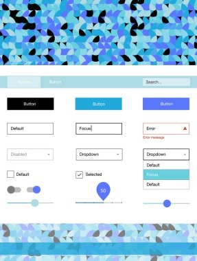 Hafif pembe, mavi vektör tel kafes kiti noktalı. Web Kullanıcı arabirimi kiti başlığını soyut degrade daireler ile. Web siteleri için basit renkli tasarım.