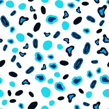 Koyu mavi daire şekilleriyle birlikte sorunsuz düzen vektör. Bulanık daireler doğa tarzı ile güzel renkli resimde. Desen tasarım pencere panjur, perdeler.