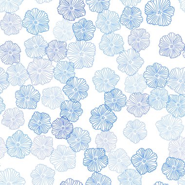 Hafif mavi vektör sorunsuz doğal zemin çiçek ile. İllüstrasyon soyut doodle renkli çiçekli. Tasarım için duvar kağıdı, kumaş üreticileri.