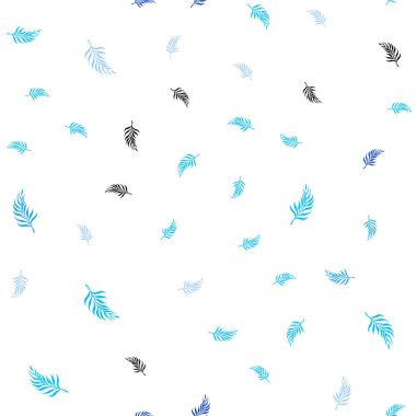 Hafif mavi vektör sorunsuz doodle desen yaprakları ile. Doodle tarzı yaprakları ile yeni renkli resimde. Tekstil, kumaş, duvar kağıtları için tasarım.