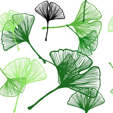 Işık yeşil vektör sorunsuz zemin yaprakları ile. Renkli resimde doodle tarzı yaprakları ile. Desen için modaya uygun Kumaş, duvar kağıtları.