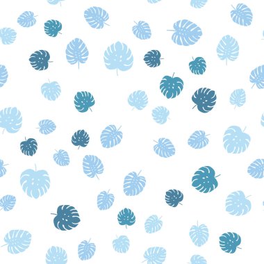 Hafif mavi vektör sorunsuz zarif arka plan yaprakları ile. Glitter soyut illüstrasyon ile doodles ve bırakır. Tekstil, kumaş, duvar kağıtları için tasarım.