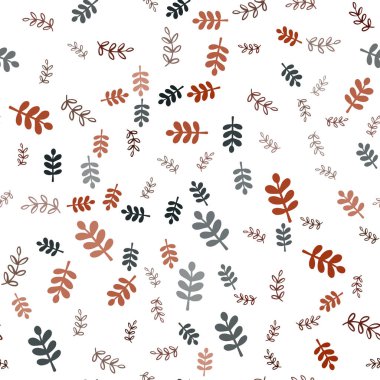 Koyu mavi, kırmızı yapraklar, dallar ile sorunsuz doodle desen vektör. Renkli resimde doodle tarzı yapraklar, dallar ile. Desen için modaya uygun Kumaş, duvar kağıtları.