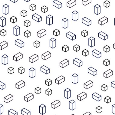 Koyu mavi dikdörtgen tarzı kesintisiz, izometrik doku vektör. Dikdörtgenler ve kareler ile güzel illüstrasyon. Tekstil, kumaş, duvar kağıtları için tasarım.