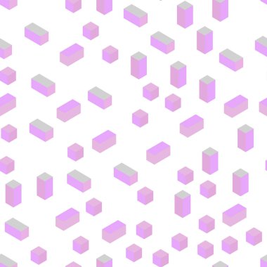 Hafif pembe vektör desen kare tarzı kesintisiz, izometrik. Dikdörtgenler ile soyut tarzda dekoratif tasarım. Doku pencere panjur, perdeler için.