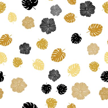 Çiçekler, yapraklar ile ışık turuncu vektör sorunsuz doodle doku. Yaprak ve çiçek ile yeni renkli resimde. Doku pencere panjur, perdeler için.