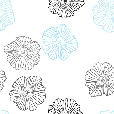 Hafif mavi vektör çiçekli sorunsuz zarif şablonu. Zarif bir parlak örnek çiçekli. Desen tasarım kumaş, duvar kağıtları.