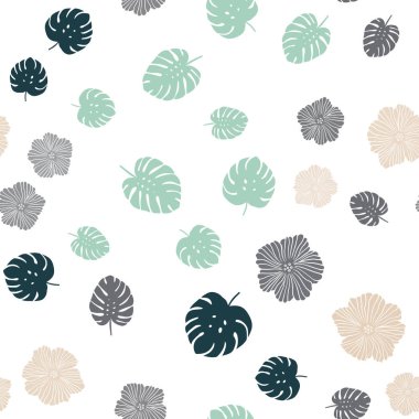 Koyu mavi, kırmızı çiçekler, yapraklar ile sorunsuz zarif arka plan vektör. Yaprak ve çiçek ile yeni renkli resimde. Tekstil, kumaş, duvar kağıtları için tasarım.