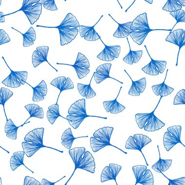 Yaprakları ile ışık mavi vektör sorunsuz doodle düzeni. bulanık arka plan gradyan ile yapraklarda. Kartvizit, Web siteleri için şablon.